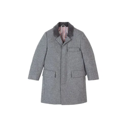 THOM BROWNE Серый Kids Шерстяное пальто