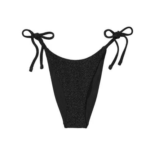 Victoria's Secret Мелкие блестки Боковая сторона Галстук Brazilian Бикини Низ Черные плавки Женские Черный