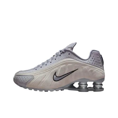 Nike Shox R4 Slip-resistant Abrasion-resistant Low-top Беговые кроссовки Унисекс Серый Синий