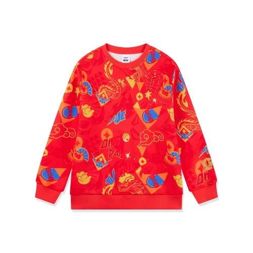 QIAODAN Newborn Красный Полный принт Школьный возраст Свитшоты