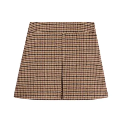 CELINE FW24 Повседневные короткие юбки Женские Бежевый Черный