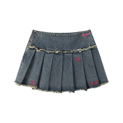 CHUU Повседневные короткие юбки женские темно-джинсовый синий