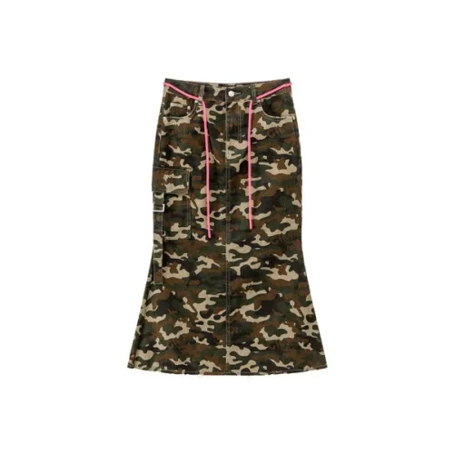 CHUU Зеленый камуфляж Женские Повседневные короткие юбки