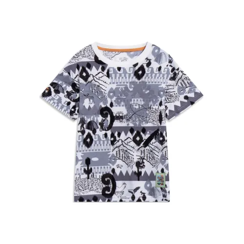 LINING YOUNG T-рубашка Sports Trend Series Черный и Белый Естественно Полны Надпечаток Детский