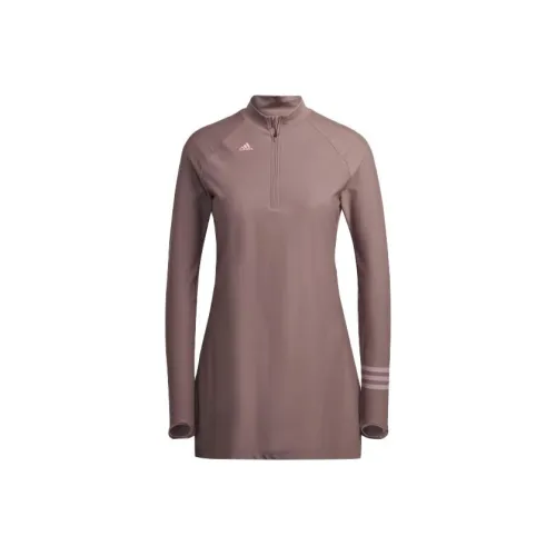 Adidas 3 Stripes Long Sleeve Плавание Топ One-piece Купальник Женские Фиолетовый