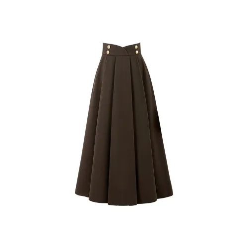 TOUCH Повседневный Длинный Юбка Женская Темно-Кофейный