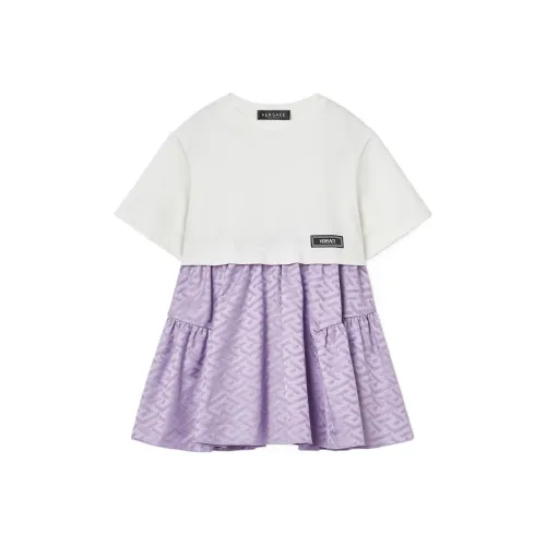 FANSIZHE Короткий рукав Платье Белый Фиолетовый Детский