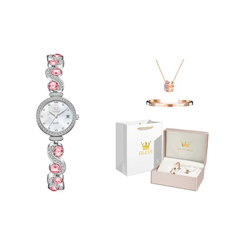 OLEVS Snake Chain Collection Кварцевый механизм ремешок из нержавеющей стали женские часы белый циферблат