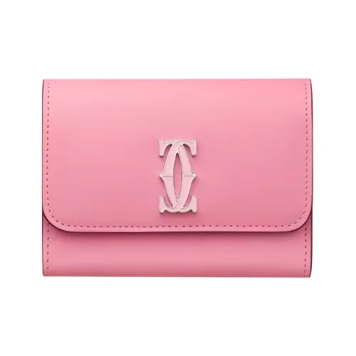 Cartier Бумажник "мини", Double C De Cartier Двухцветная Телячья Кожа: Розового И Светло-розового Цветов, Палладиевая Отделка И Отделка Из Эмали Светло-розового Цвета