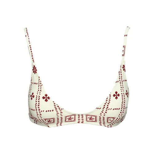 PRINCESS POLLY Juliette Бикини Топ Бикини Женские Белые Основа с Красным Принт