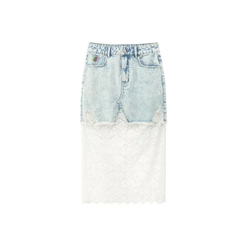 CHUU Повседневные короткие юбки женские светлый деним