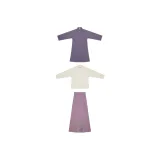 Set из трех предметов (Передняя планка Длинное Платье в Светло-фиолетовом цвете + Воротник-стойка Рубашка + Юбка с тремя складками в Светло-фиолетовом цвете)