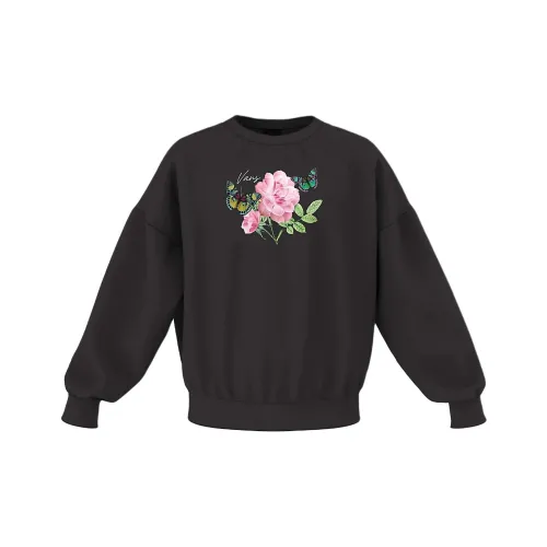 Vans Масло Цветочный SLOUCHY CREW Флис Толстовка Черный Детский