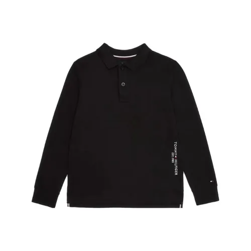 Tommy Hilfiger Детская одежда Боковая сторона Tommy Логотип Длинный рукав Поло Черный Детский