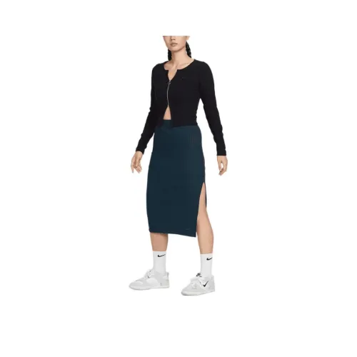 Nike Повседневный Длинный Юбка Женские Темно-зеленый