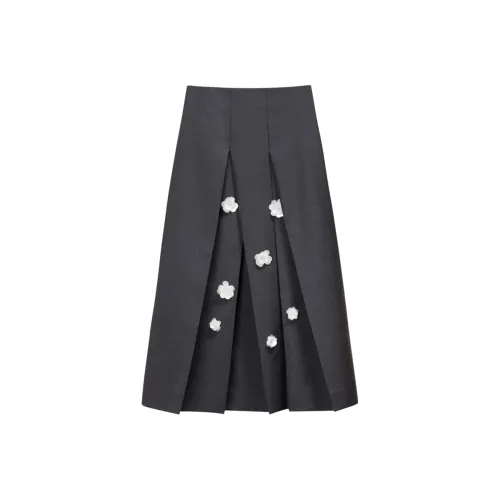 NancyCavally Повседневный Длинный Юбка Женская Серого цвета