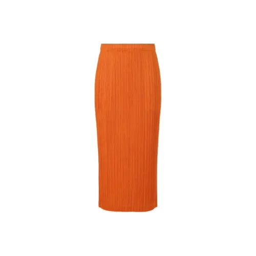 PLEATS PLEASE ISSEY MIYAKE SS24 Повседневная длинная юбка женская темно-оранжевая