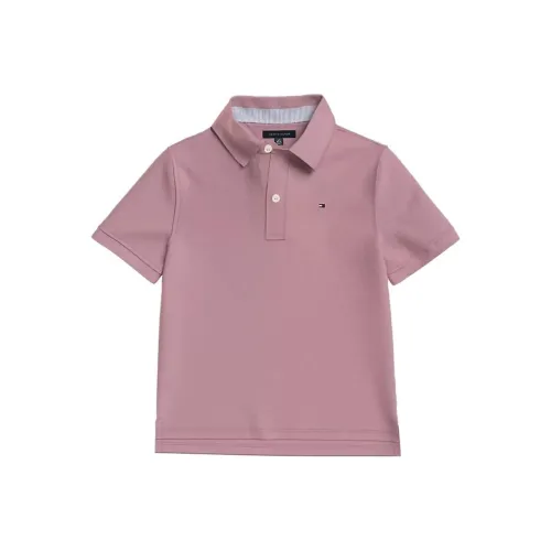 Tommy Hilfiger Детская одежда FW23 Твердый Эластичный Поло Розовый Детский