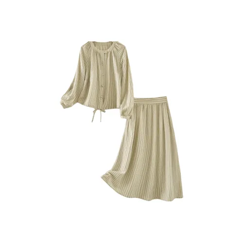 IHIMI Комплект с юбкой Женские Зеленые полосы