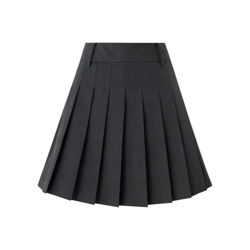 SOON FLOWER Повседневные короткие юбки Женские Серый клетка