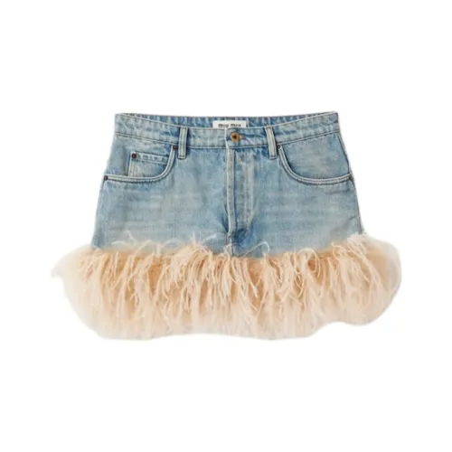 MIU MIU Джинсовые короткие юбки Женские Синие
