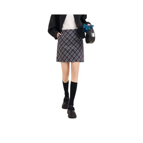 Dajia Poetry Повседневные короткие юбки Женские Синий Коричневый