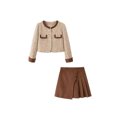 Aoaifu Комплект с юбкой Женские Кофе
