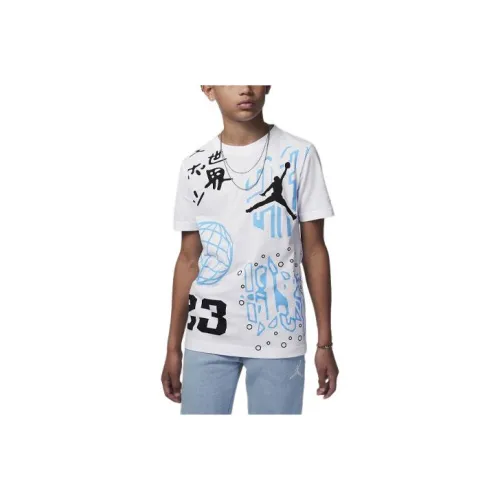Джордан AJ 9 1994 Globe Белый Kids T-рубашки