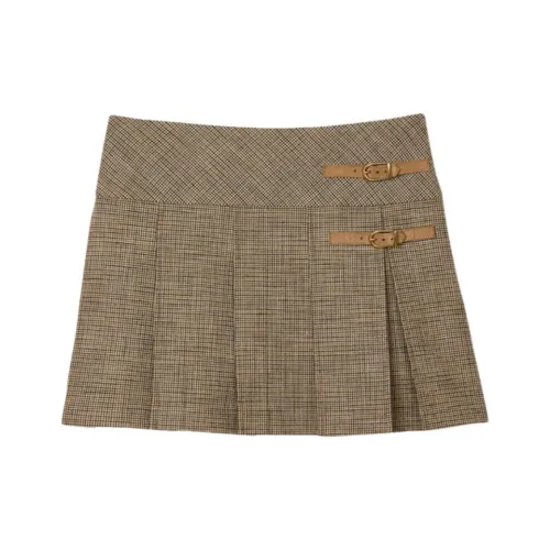 Sandro Повседневные короткие юбки Женские Коричнево-желтые
