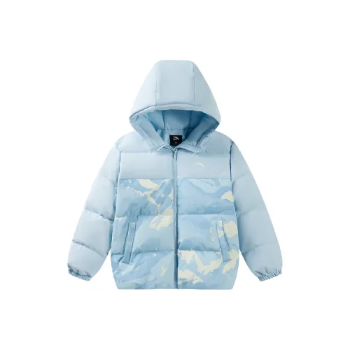 Antakids Пуховик Нефритовая бусина Синий С принтом по всей поверхности Подростки