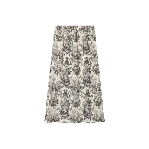 EICHITOO Повседневный Длинный Юбка Женские Экрю Цветочный