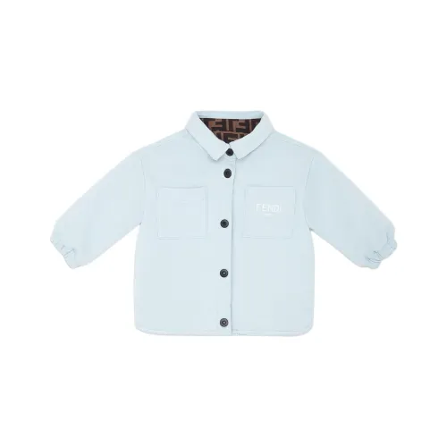 FENDI Хлопковый пуховик Светло-синий для младенцев и малышей