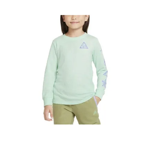 nike ACG Dri Fit Long Sleeve Waffle Термический Tee T Рубашка Мятная Пена Детская