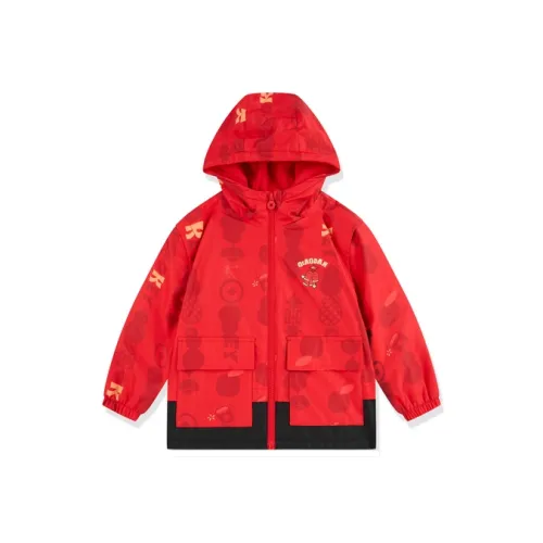 QIAODAN Куртка Зачарованный красный Полный принт Дети 3-7 лет