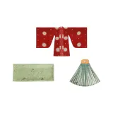Set (Красная рубашка с большими рукавами + Зеленая юбка до щиколотки + Зеленая шаль)