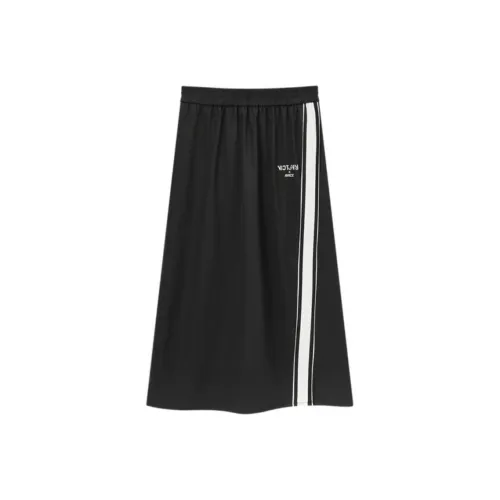 EICHITOO Повседневная длинная юбка женская черная отделка