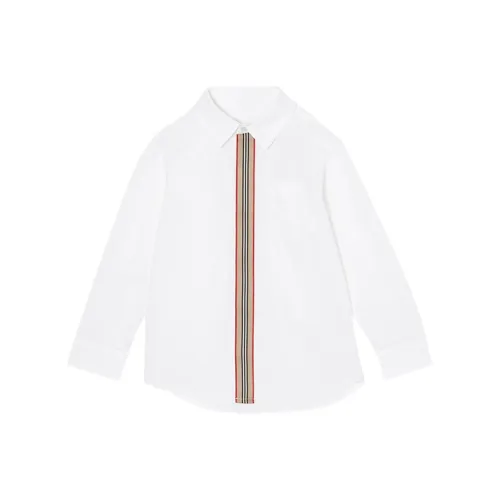 Burberry Полосатая рубашка с пэчворком весна-осень детская белая