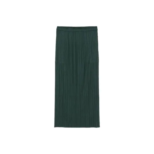 PLEATS PLEASE ISSEY MIYAKE Повседневная длинная юбка женская зеленая