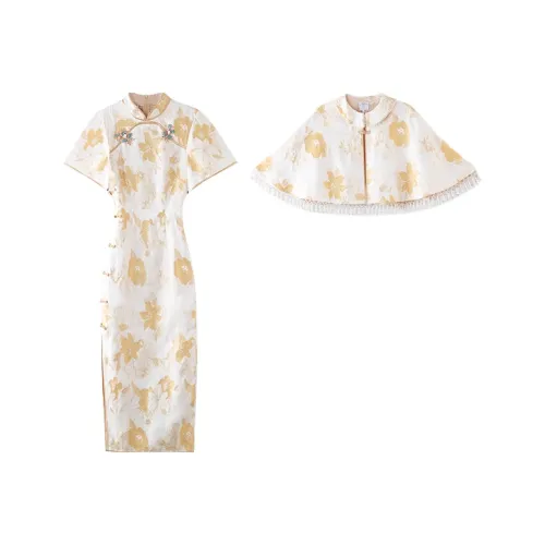 JINYE ORIENTAL Чхонсам Женский Абрикосовый Желтый