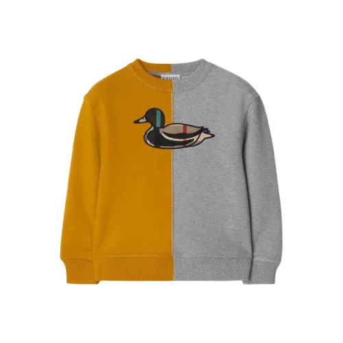 Burberry FW24 Логотип Вышивка Пэчворк Круглый вырез Длинный рукав Серый Детский