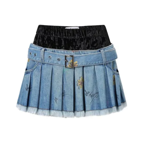 JAC FLEURANT Джинсовые короткие юбки Женские Синие