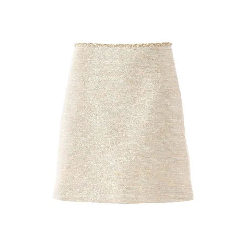 BESIONIA SS25 Повседневные короткие юбки Женские Золото