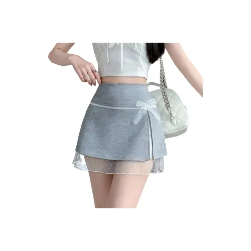 HTHK Повседневные короткие юбки Женские Серый Черный