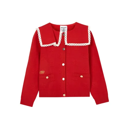 Skechers Новый год Свитер Красный Основа Благоприятный Узор Полный принт Цветочный дизайн Подростки