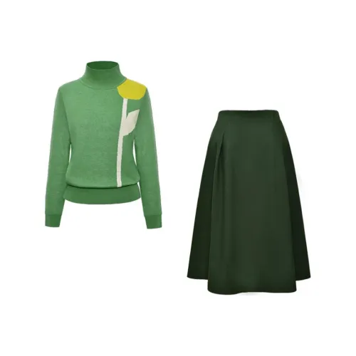 DIFFIE RIEGER Комплект с юбкой Женские Элегантный Зеленый
