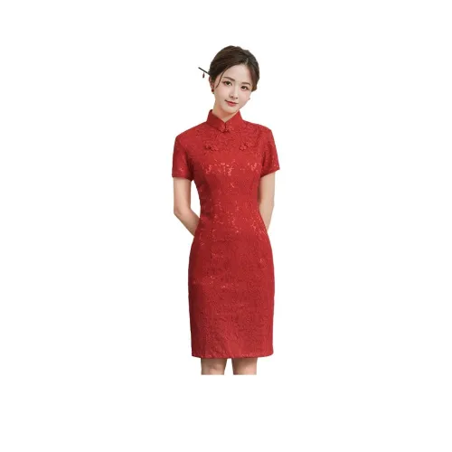 ENEESSI Весенний Летний Чхонсам Женский Красный