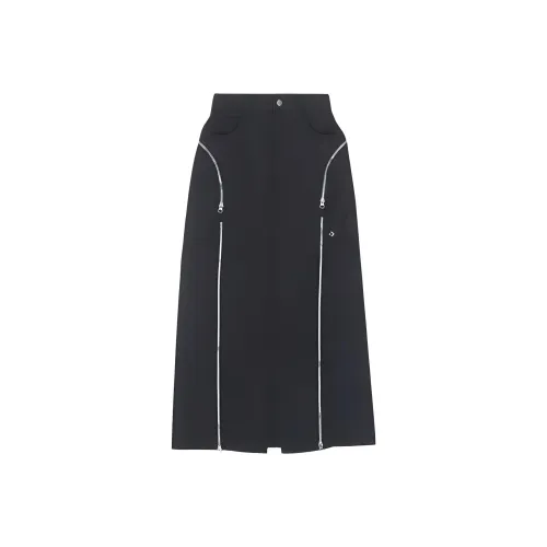 Конверс Повседневная Длинная Юбка Женская Черная