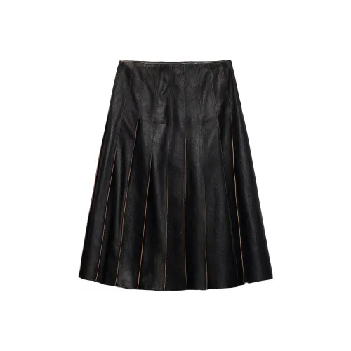 PRADA Кожаные короткие юбки Женские Черный