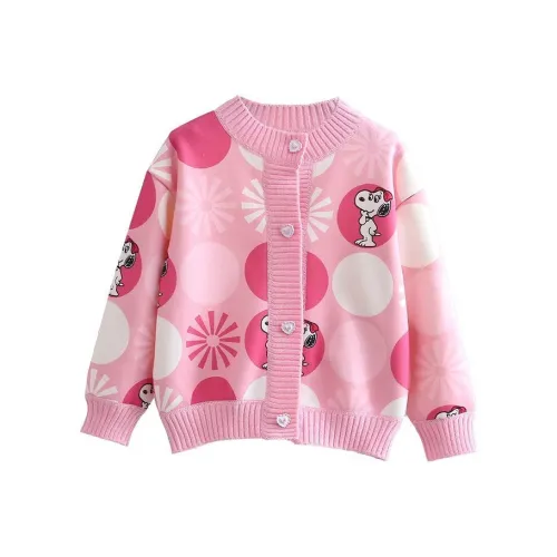 SNOOPY Свитер Розово-белый Круг Дети Возраст 3-7 лет