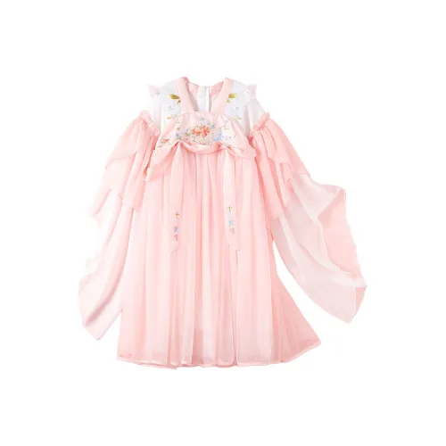 October Mommy Ancient Стиль Сетка Юбка Flounce Длинное Платье принцессы с рукавами KIDS